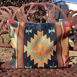NWT SamaYe Boho Southwestern Vintage Style Multicolor Tote Leather Fringe Strap